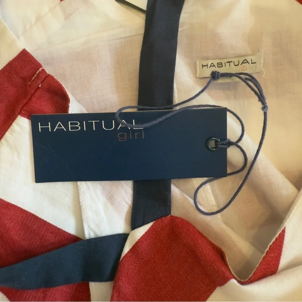 Habitual Girl -red & white striped patriotic Halter Top- NWT Girls Size 13